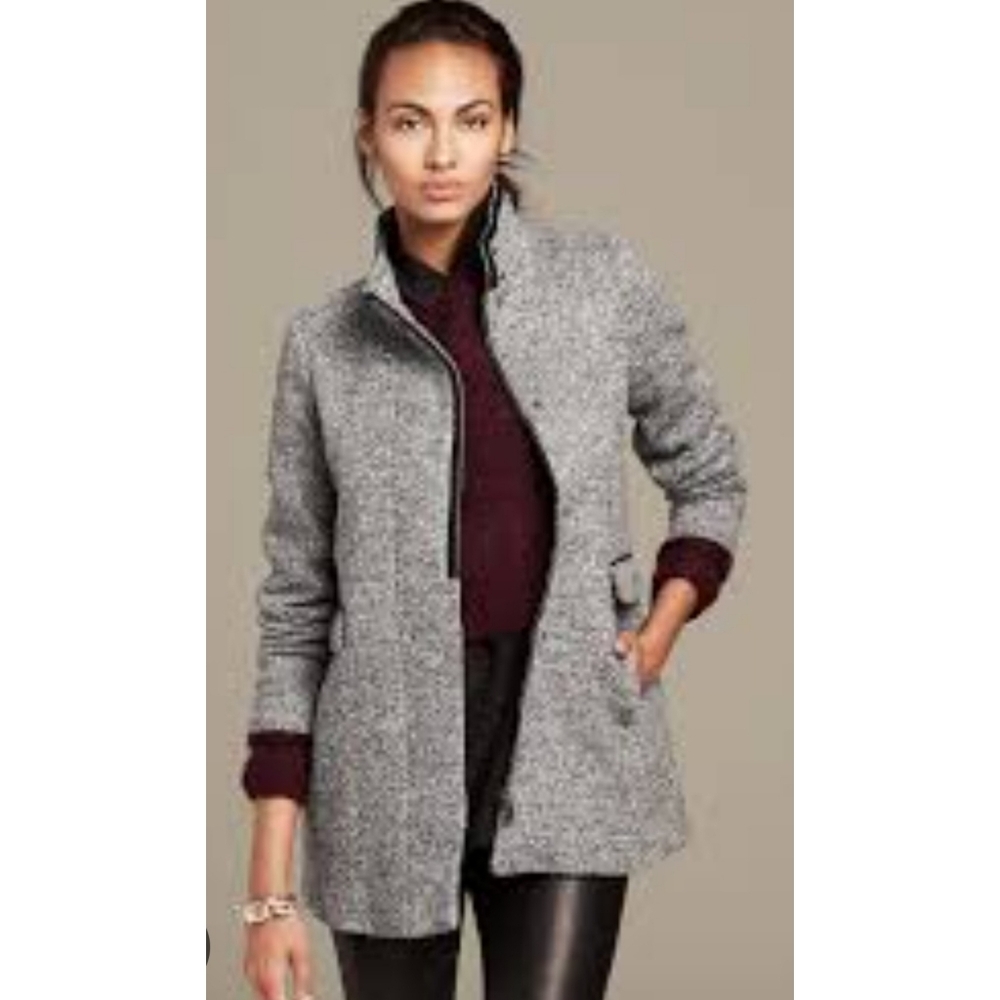 Banana Republic Wool Blend Tweed Car Coat Gray Size 4P